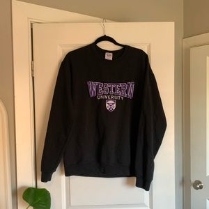 Black western university crew neck